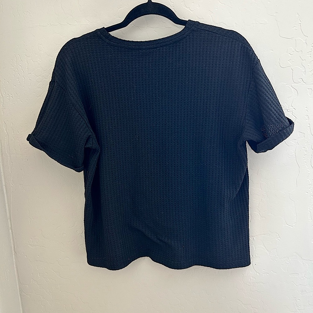 Black Shein Waffle Knit Top